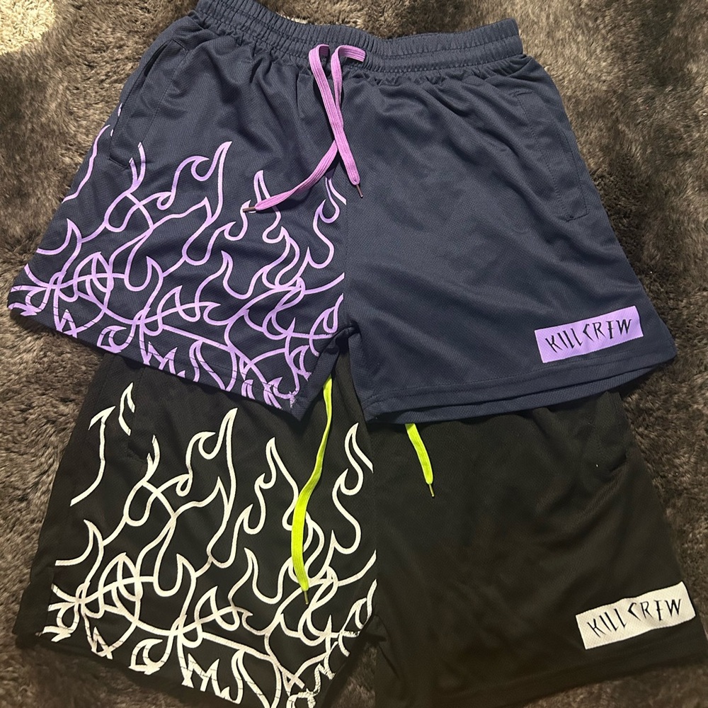 Kill Crew Flame Shorts Bundle - Navy/Purple & Black/White